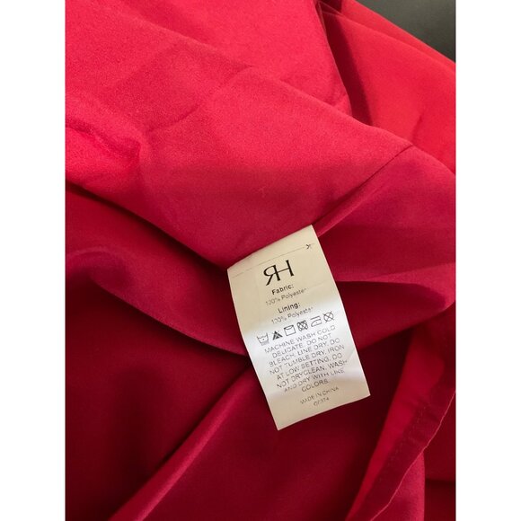 RIHOAS Women's Red V-Neck Puff Sleeve Slit Midi Dress NEW size Medium - Picture 12 of 14